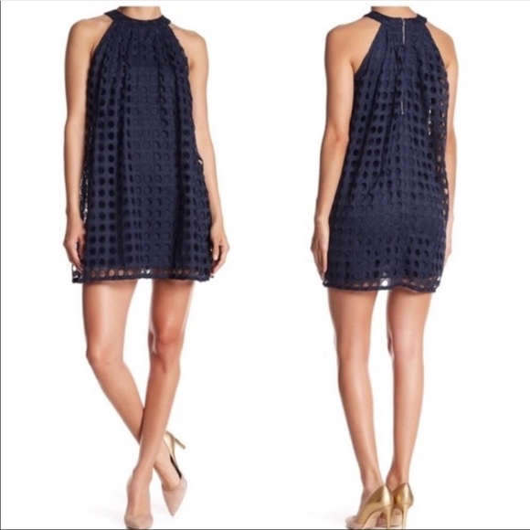 Romeo & Juliet Couture Navy Eyelet Dress S - Picture 2 of 6